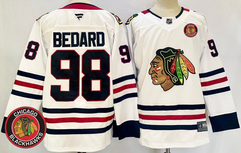 Men Chicago Blackhawks #98 Bedard White Fanatics 2025 NHL Jersey style 2->chicago blackhawks->NHL Jersey